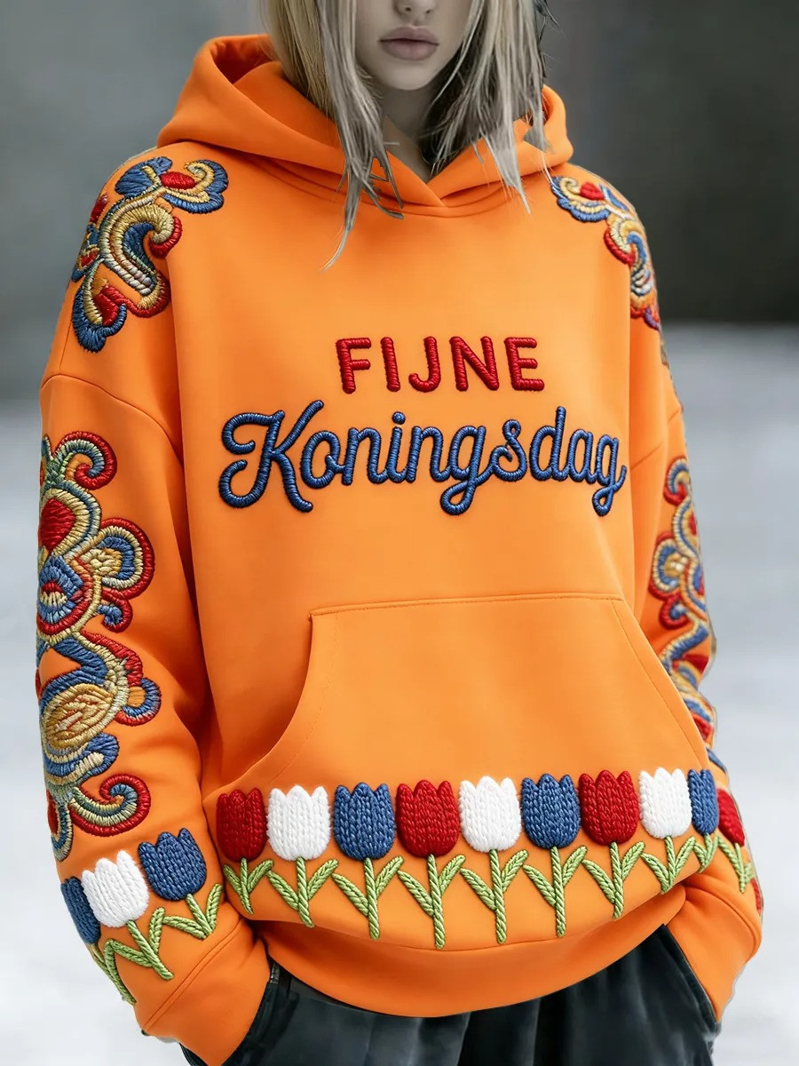 Fijne Koningsdag Hoodie Tulip Floral Dutch Heritage Netherlands Fan Gear Best Gift For Dutch Fans