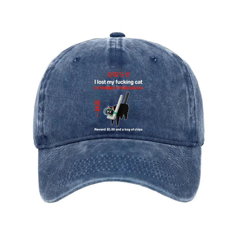 Find The Toxic Cat Funny Washed Hat I Lost My Fcking Cat Hilarious Cap Presents