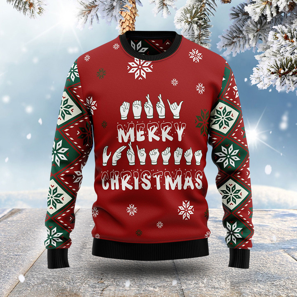 Finger Hands Merry Christmas Ugly Sweater Xmas Clothing Best Gifts For Christmas
