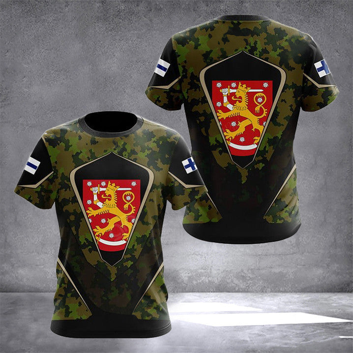 Finland Coat Of Arms Camouflage T-Shirt Finland Men's Clothing Finnish Apparel Finland Coat Of Arms Camouflage T-Shirt Finland Men's Clothing Finnish Apparel