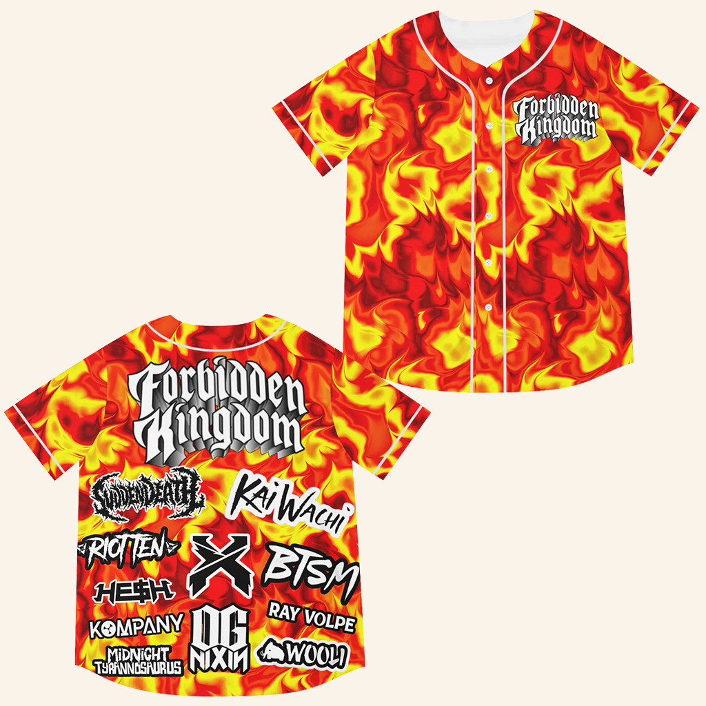 Fire Camo Forbidden Kingdom Jersey Forbidden Kingdom Merch Gift Ideas For Music Lovers