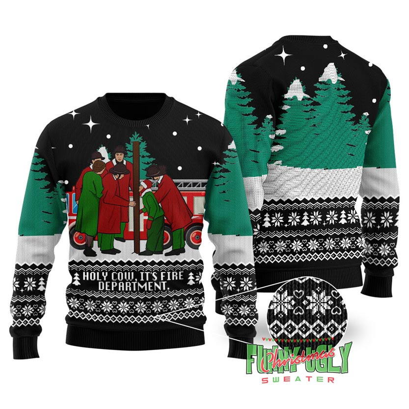 Fire Department A Christmas Story Ugly Sweater Black Comfortable Holiday Sweater for Chilly Nights
