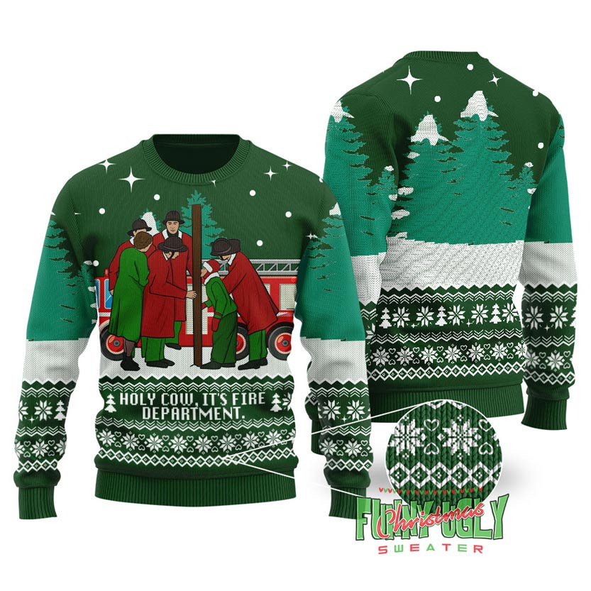 Fire Department A Christmas Story Ugly Sweater Forest Green Lovely Merch Gift for Cozy Winter Nights