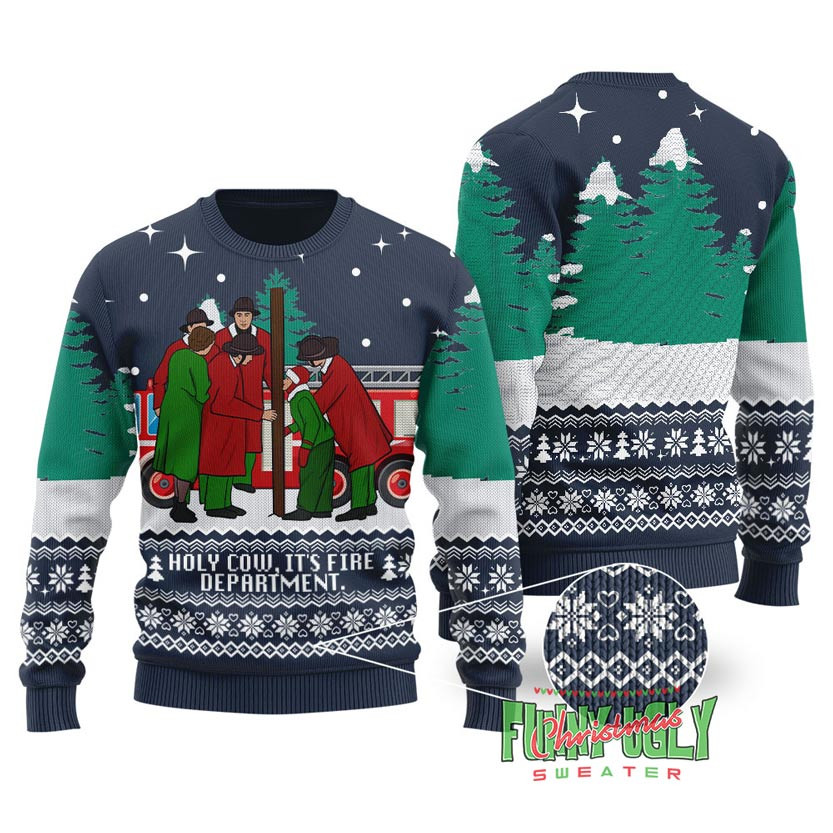 Fire Department A Christmas Story Ugly Sweater Navy Cozy Christmas Sweater for Holiday Season