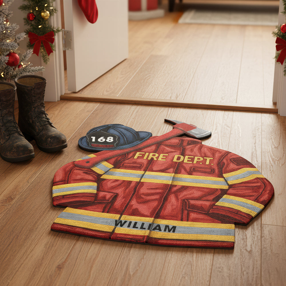 Fire Dept Doormat -Personalized Gifts For Firefighter - Weird Christmas Gifts For Boyfriend