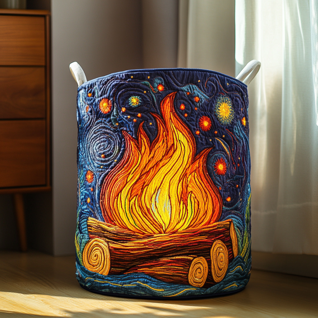 Fire Glow Quilted Laundry Basket Summer Merch Vibes