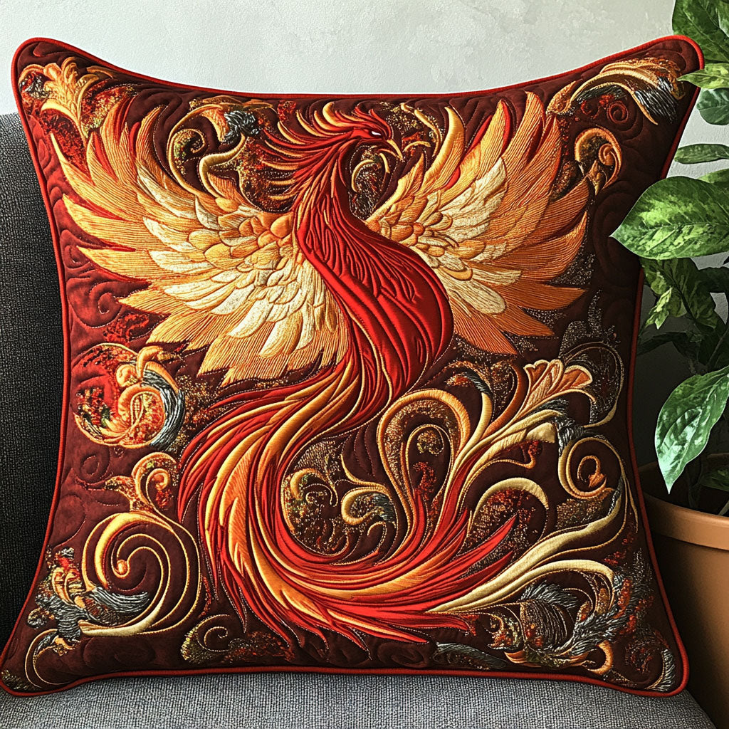 Fire Phoenix Quilt Pillow Case Hypoallergenic Pillow Cover for Sensitive Skin