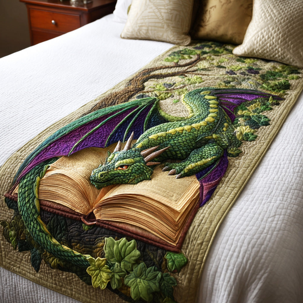Fire Tale Chronicle Quilted Bed Runner Cute Room Decor Unique Christmas Gifts