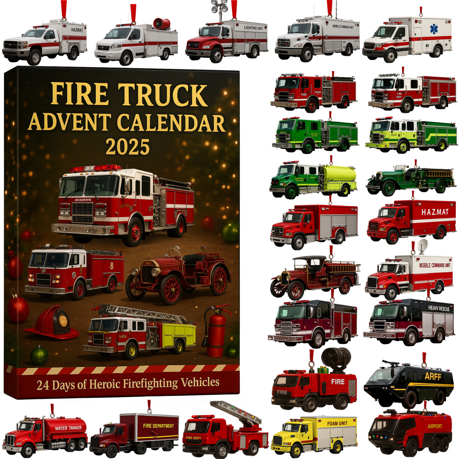 Fire Truck Advent Calendar 2025 Christmas Advent Calendar Home Decor Gifts For Firefighters