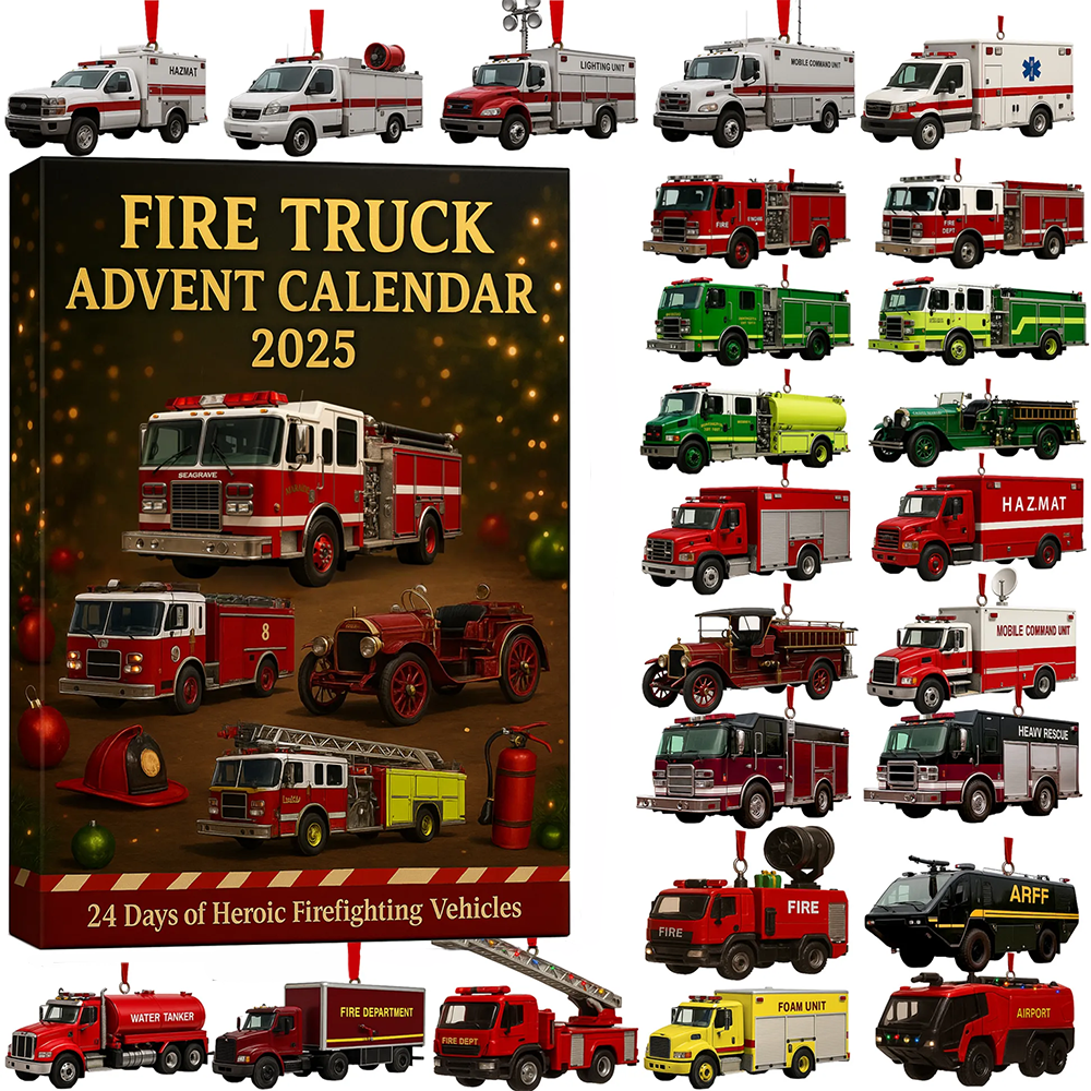 Fire Truck Advent Calendar 2025 Christmas Countdown Decor Gifts For Firefighters
