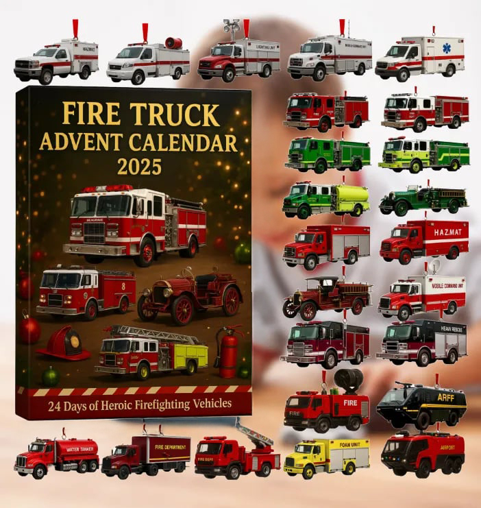 Fire Truck Advent Calendar 2025 Holiday Home Decor Christmas Gifts For Truck Lovers