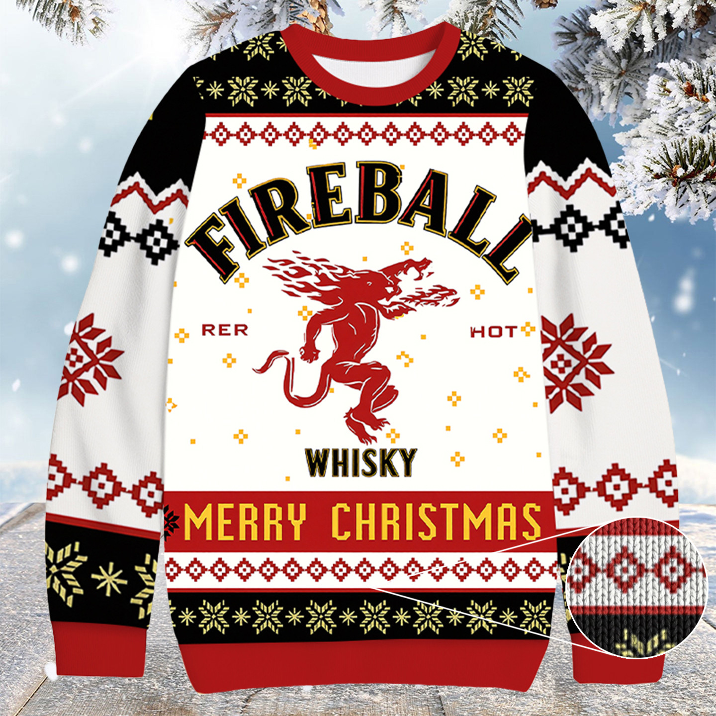 Fireball Christmas Ugly Sweater Cool Xmas Clothing Christmas Gifts For Husband