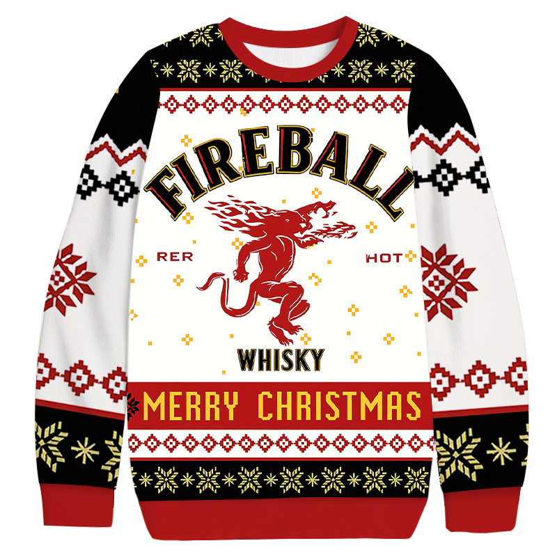 Fireball Christmas Ugly Sweatshirt Funny Xmas Party Outfit Gift Ideas Fireball Christmas Ugly Sweatshirt Funny Xmas Party Outfit Gift Ideas