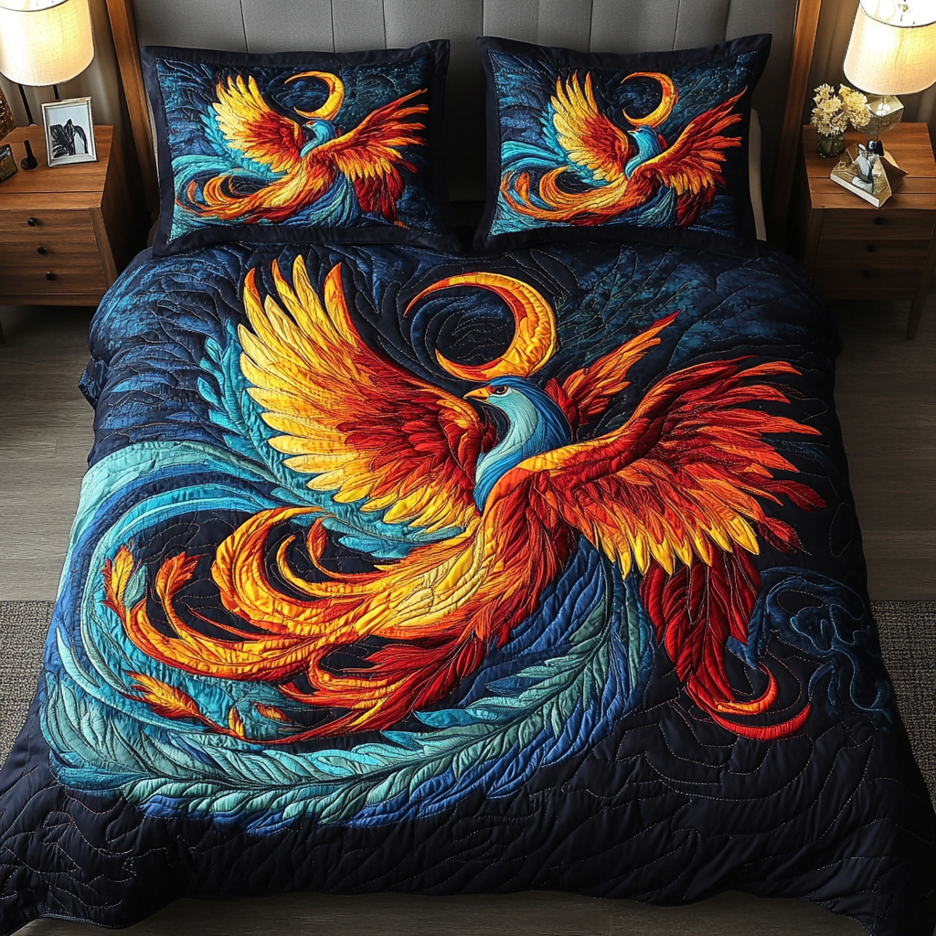 Firebird Dream Quilted Bedding Set Best Comforter Sets Phoenix Present