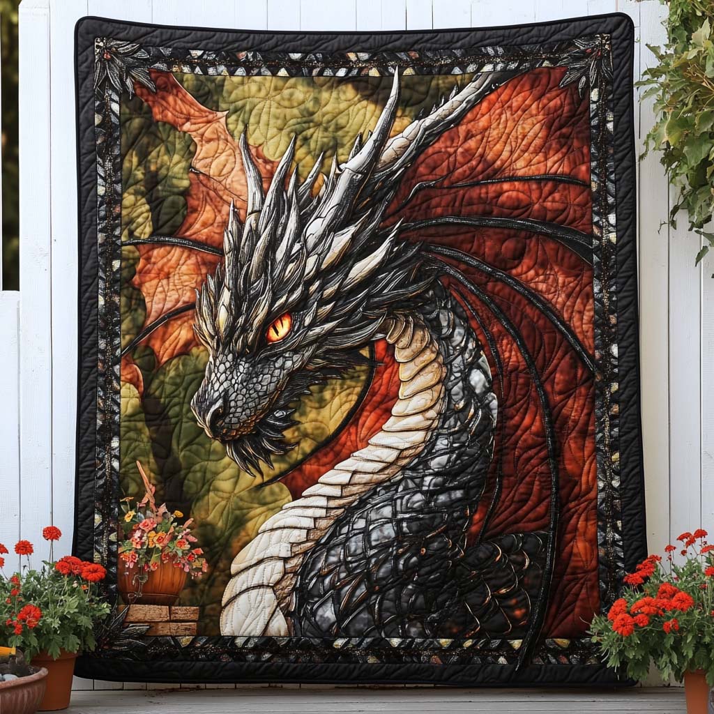 Firebound Legacy Quilted Blanket Best Throw Blanket Dragon Themed Gifts For Adults