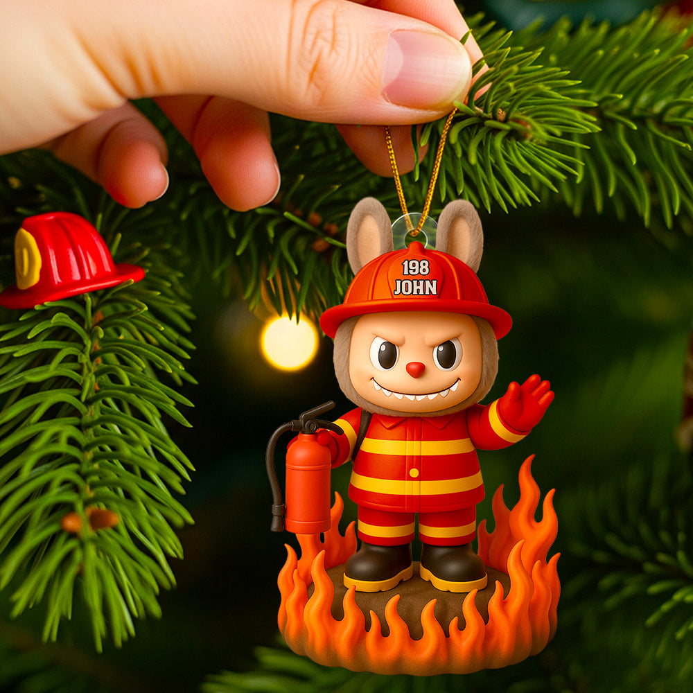 Firefighter Bunny Christmas Ornament Personalized Gifts For Firefighter - Funny Christmas Ornament Gift