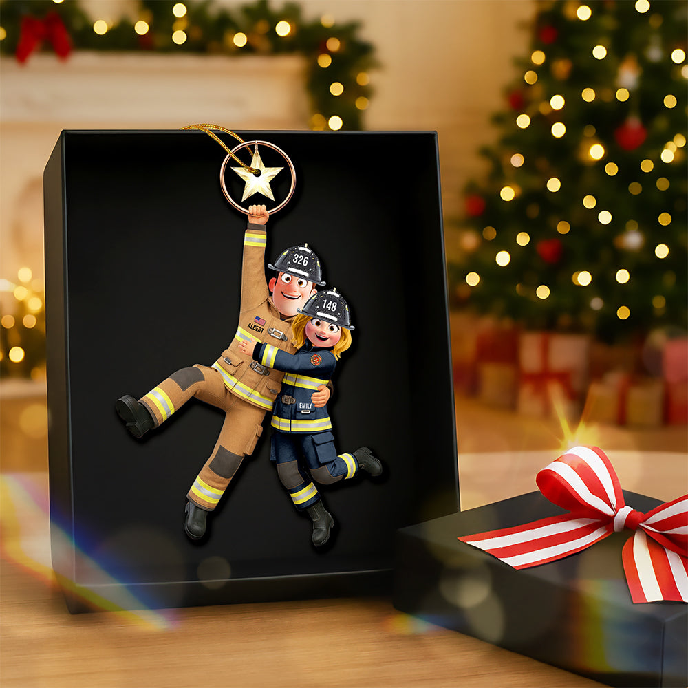 Firefighter Couple Hanging Ornament - Personalized Gifts For Couple - Xmas Ornament Gift