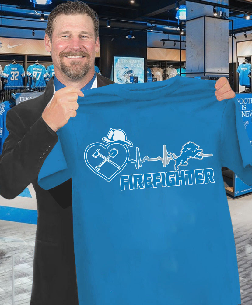 Firefighter Detroit Lions T-Shirt Unique Gifts For Football Lovers