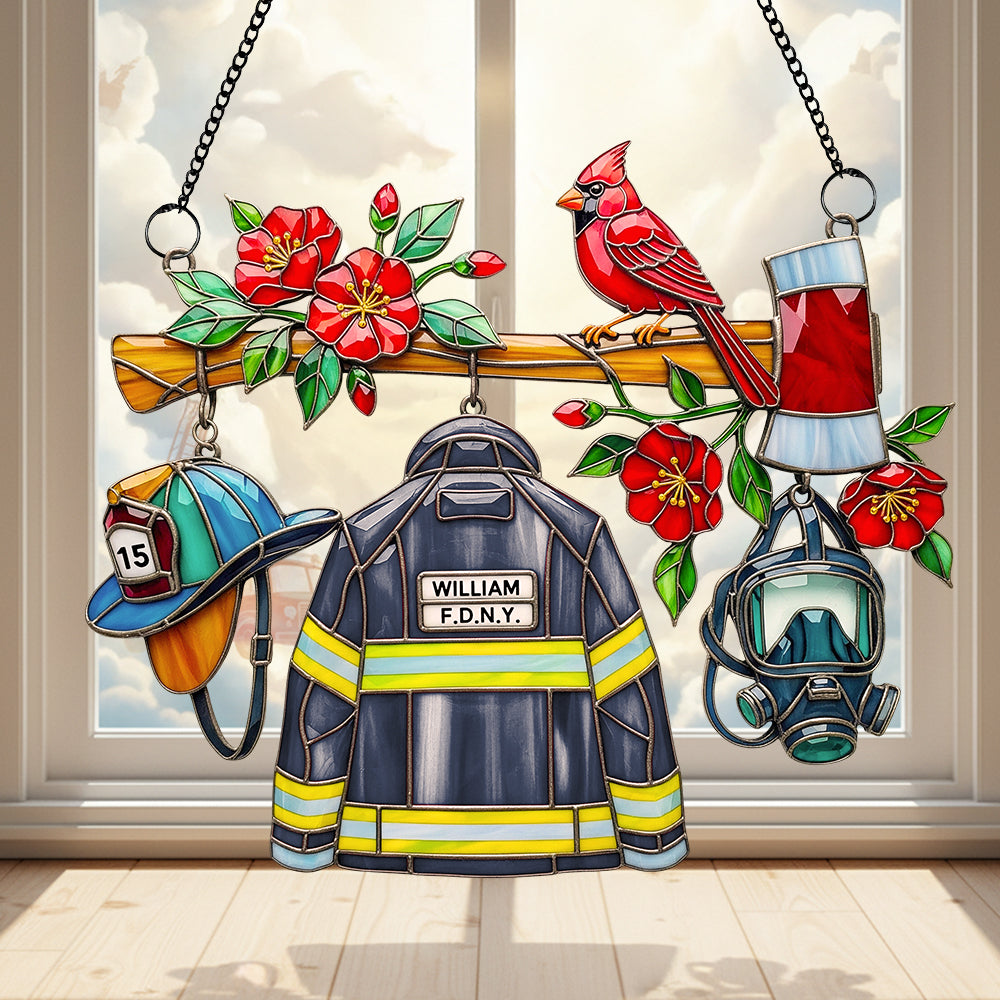 Firefighter Heaven Suncatcher Ornament Personalized Gifts For Firefighter - Festive Holiday Keepsake Gift Firefighter Heaven Suncatcher Ornament Personalized Gifts For Firefighter - Festive Holiday Keepsake Gift