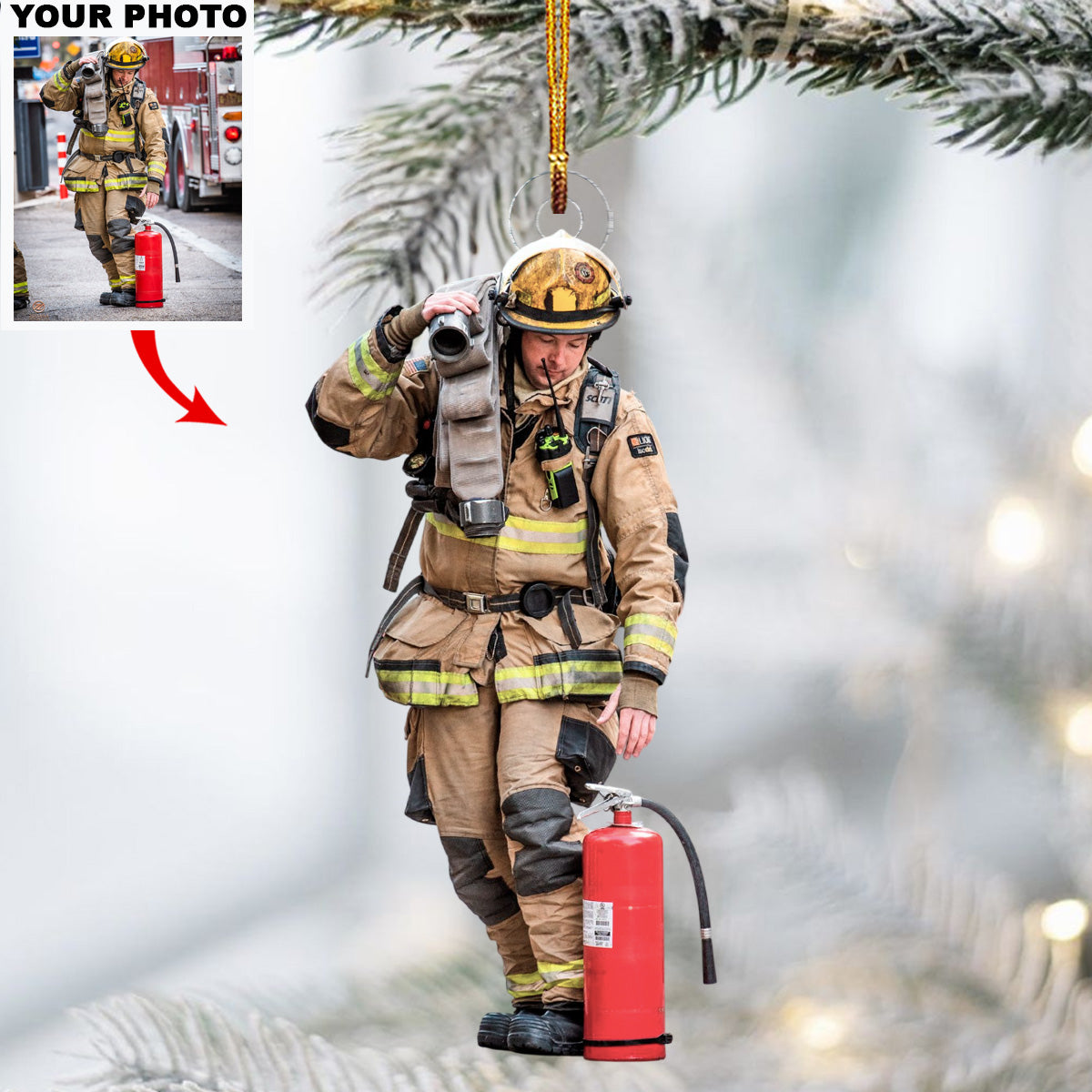 Firefighter Hero Personalized Photo Mica Ornament Christmas Gift For Firefighters Family
