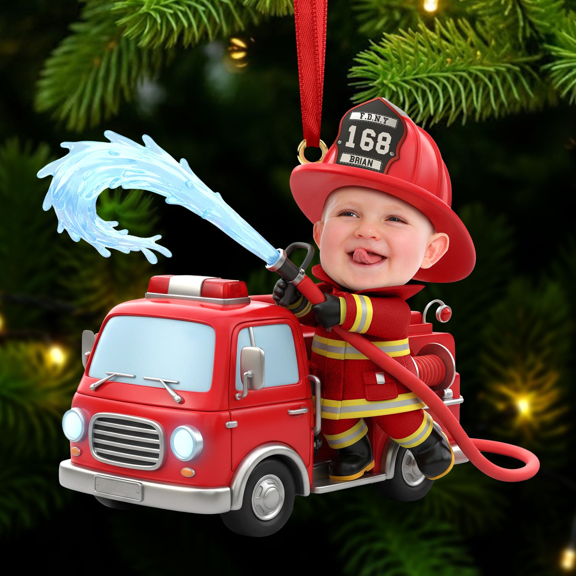 Firefighter Kid Ornament - Custom Photo Gift For Christmas Ornament - Xmas Ornament Gift