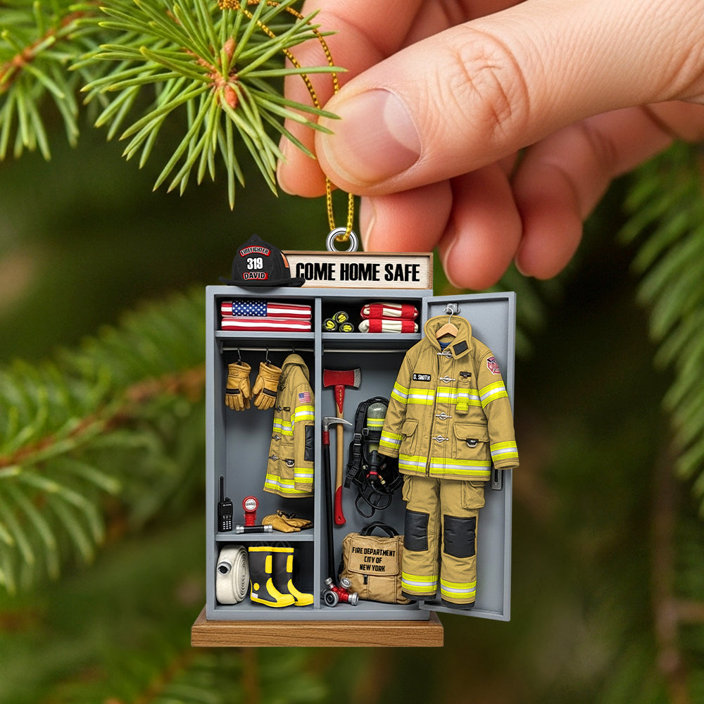 Firefighter Locker Ornament, Personalized Christmas Gifts For Firefighter - Holiday Tree Decoration Gift