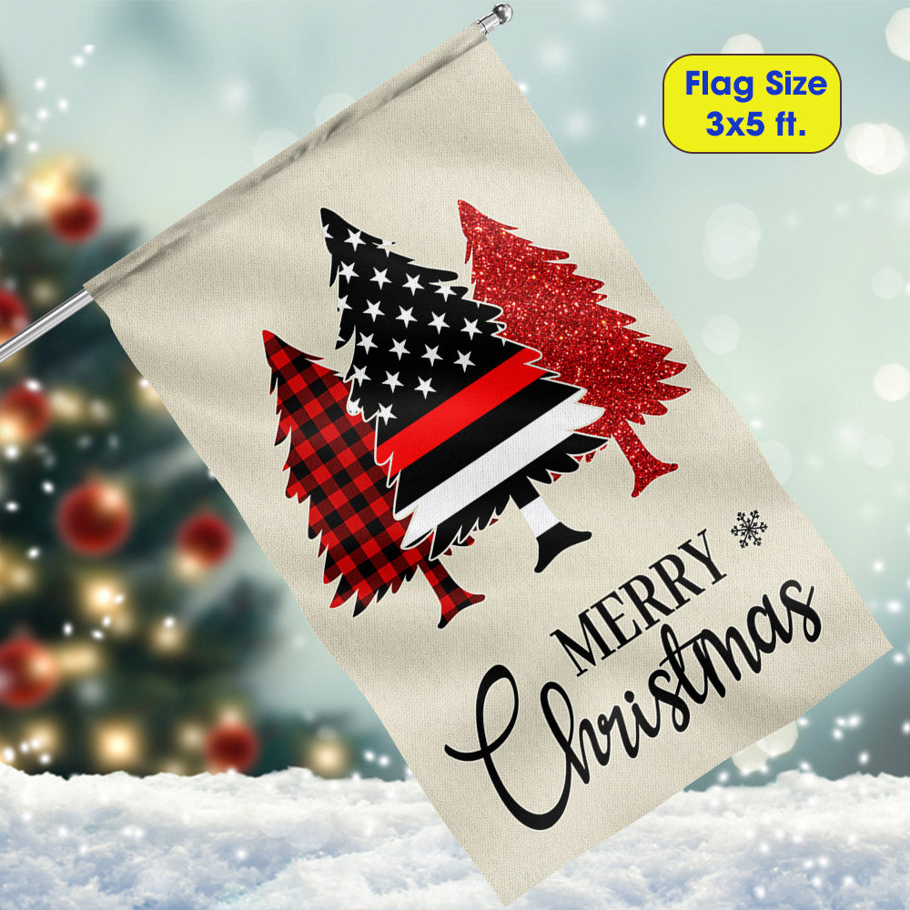 Firefighter Merry Christmas Flag