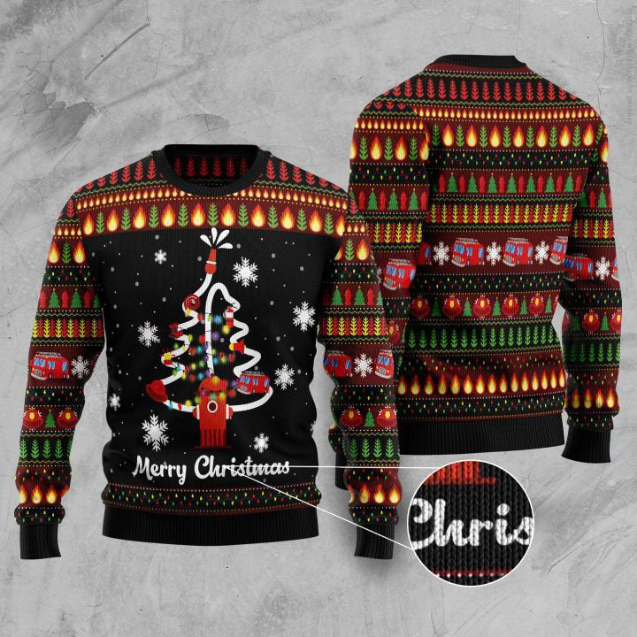 Firefighter Merry Christmas Ugly Christmas Sweater Cozy Xmas Gifts For Firefighter Lovers