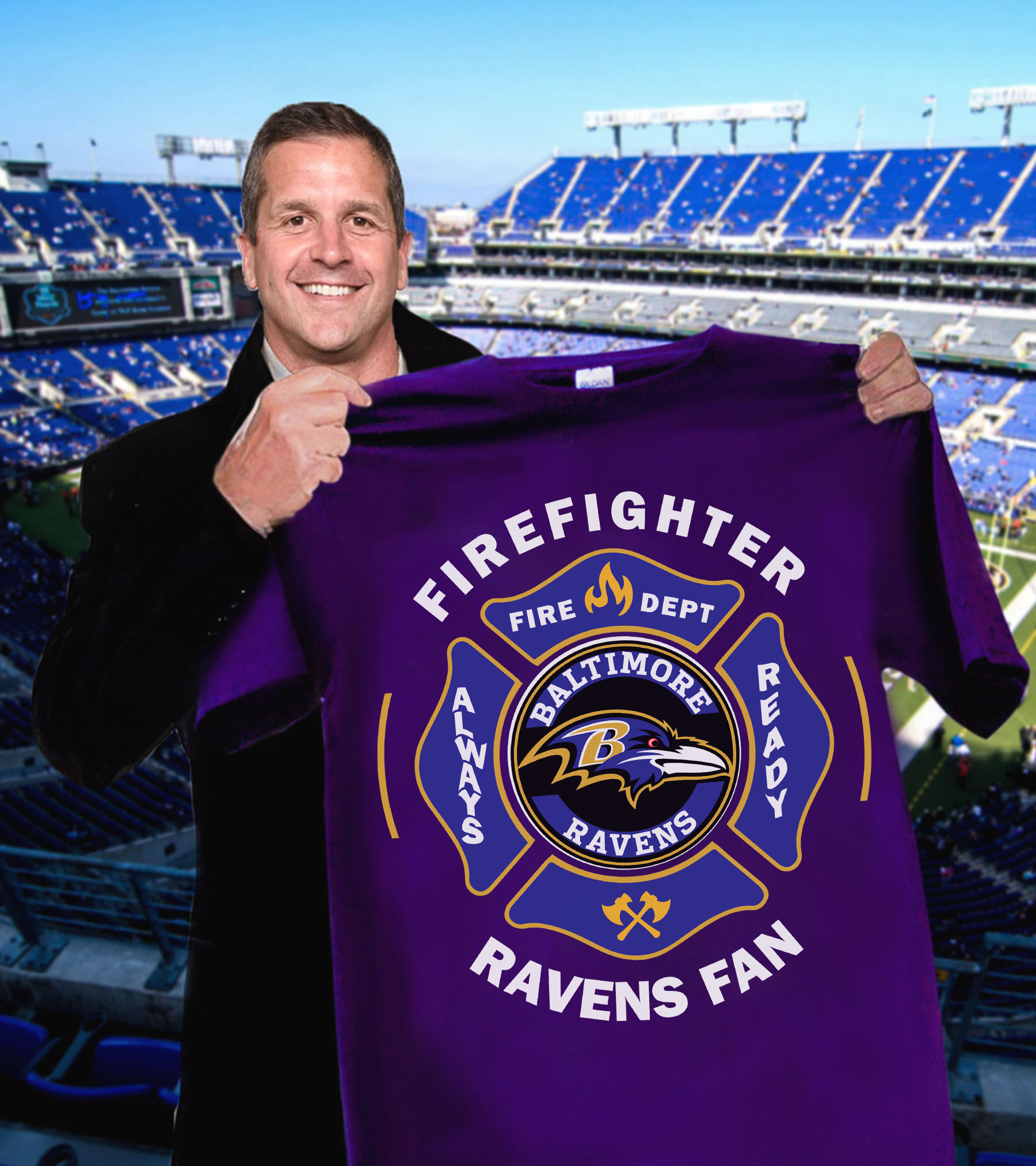 Firefighter Ravens Fan Baltimore Ravens Always Ready T-Shirt Gifts For Football Fans