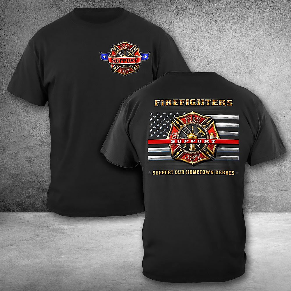 Firefighter Support Firefighter Black T-Shirt Thin Red Line Proud Shirt Dad Gifts