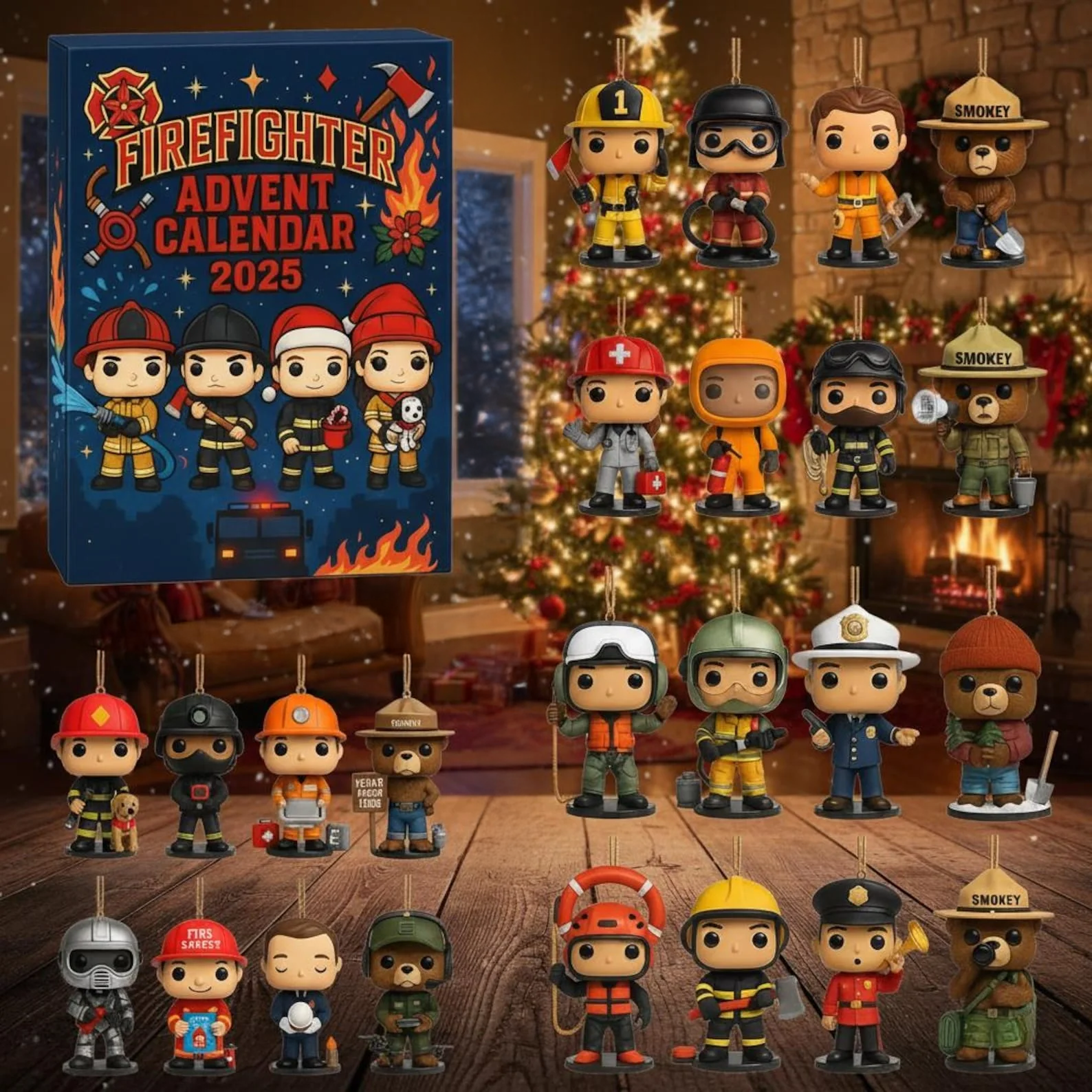 Firefighter Theme Ornament Advent Calendar 2025 Advent Calendar Christmas Countdown Dad Gifts