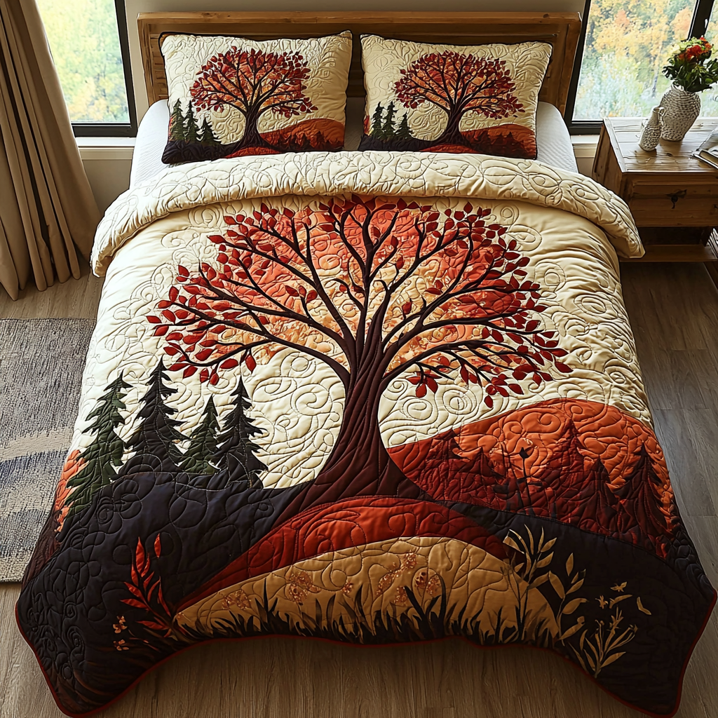 Firelight Tree Quilted Bedding Set Best Comforter Sets Tree Of Life Gifts For Men