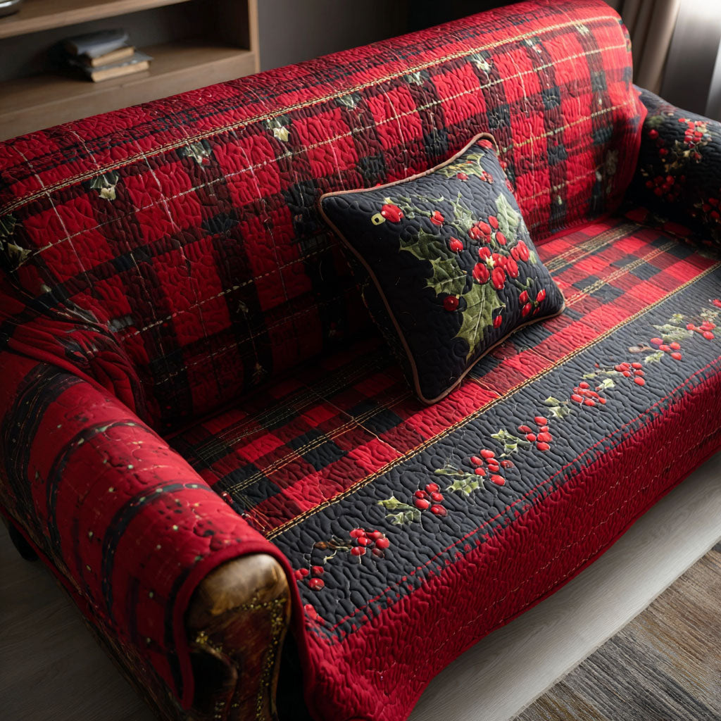 Fireside Flannel Quilted Sofa Cover Christmas Sofa Cover Gifts For Friends