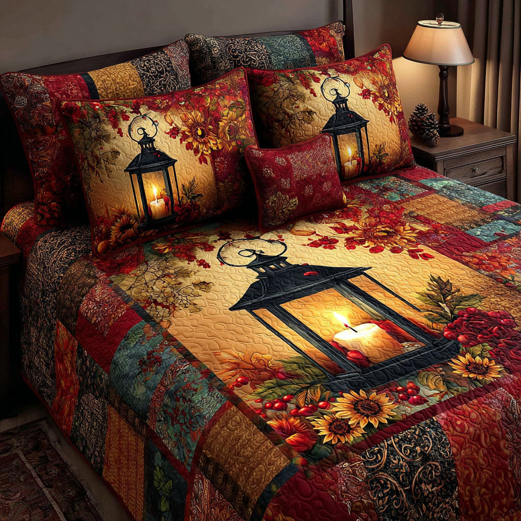 Fireside Patch Quilted Bedding Set Bed Decor Autumn Gift Ideas