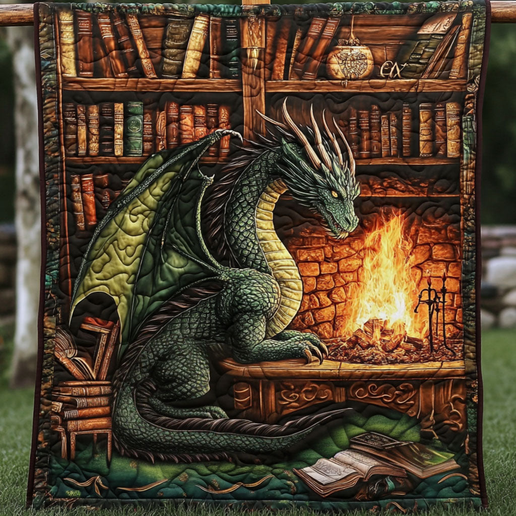 Fireside Spellkeeper Quilted Blanket Best Throw Blanket Best Dragon Gifts