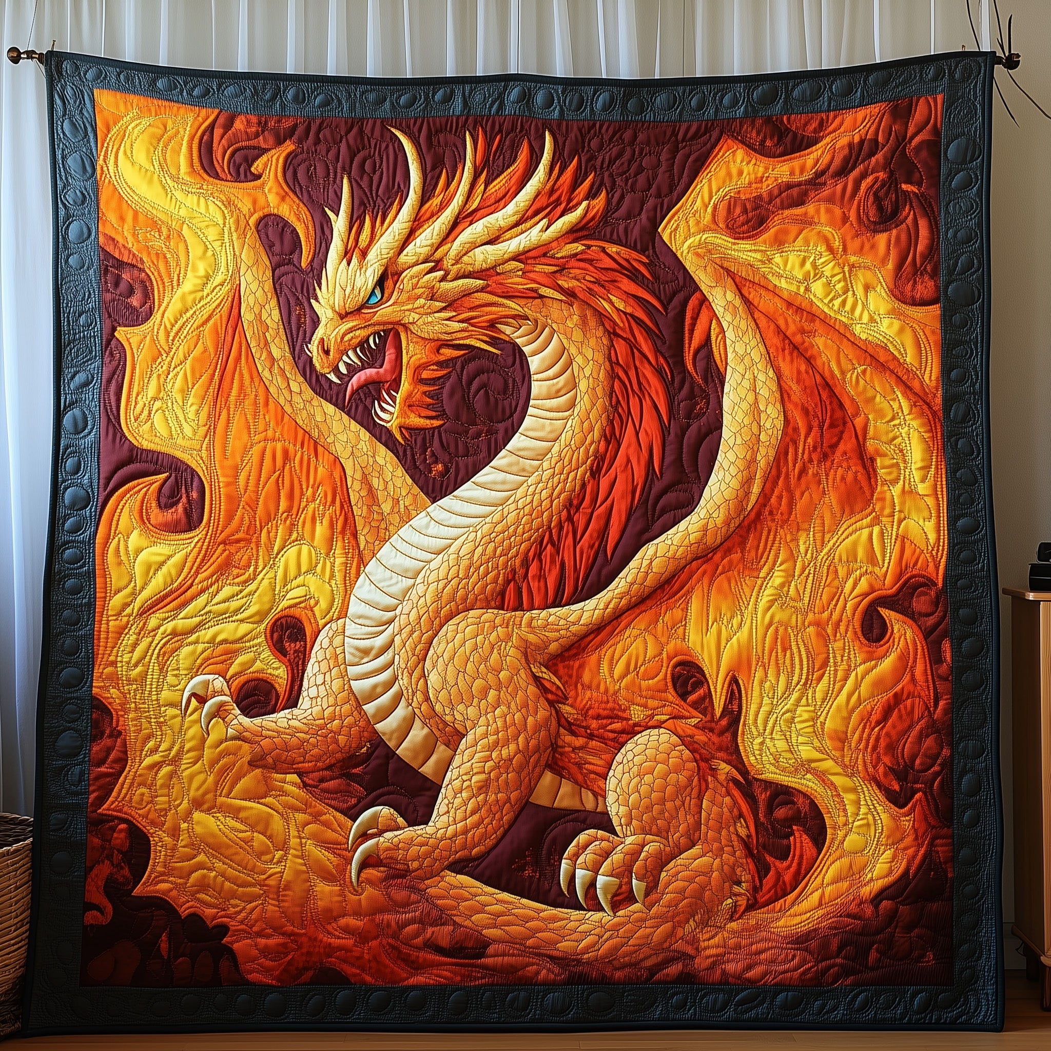 Firestorm Dragon Quilted Blanket Sofa Throw BlanketCool Gifts For Dragon Lovers