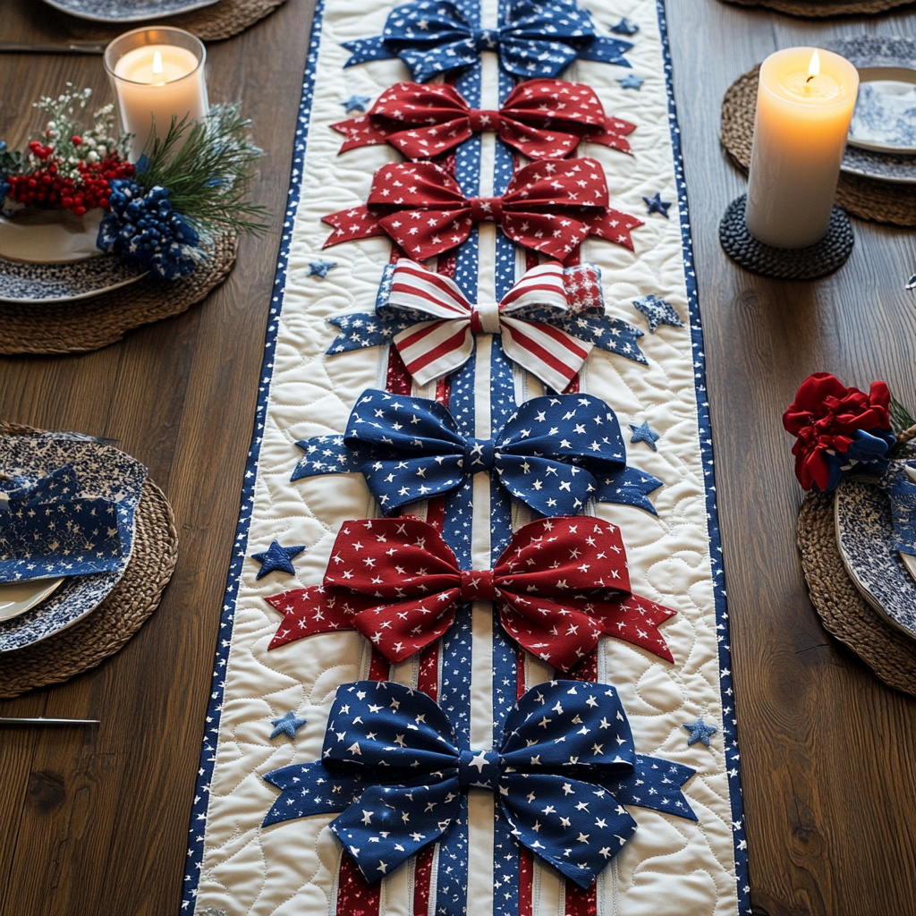 Firework Flair Quilted Table Runner Dining Table Ideas Patriotic Gifts For Her