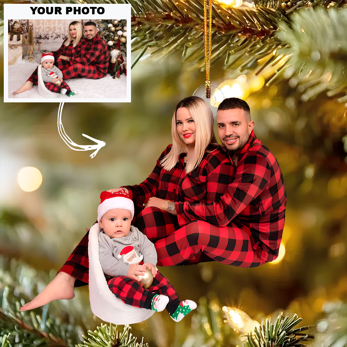 First Christmas As A Family Personalized Photo Mica Ornament Christmas Gift For Family