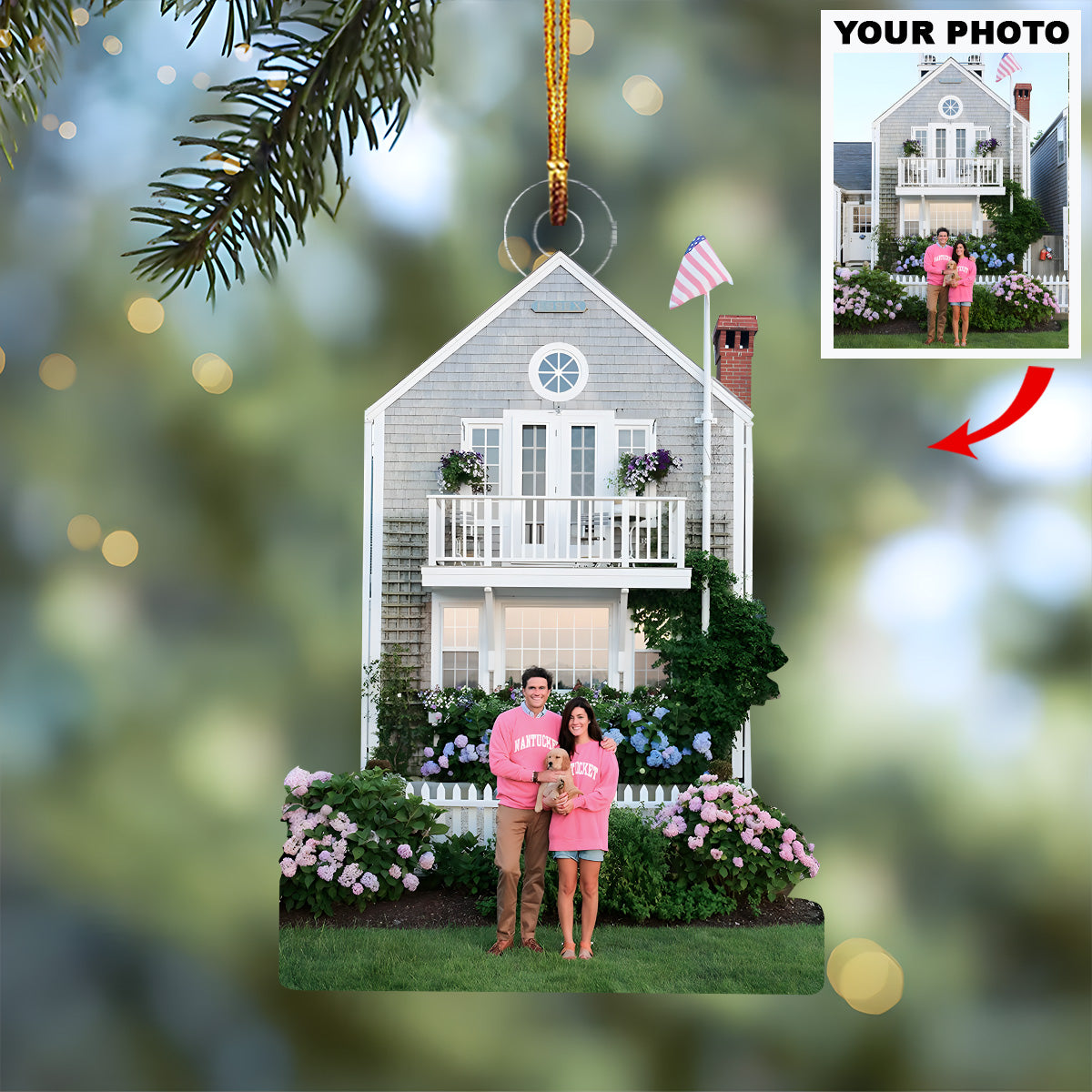 First Christmas In Our New Home Personalized Photo Mica Ornament Christmas Gift For Family