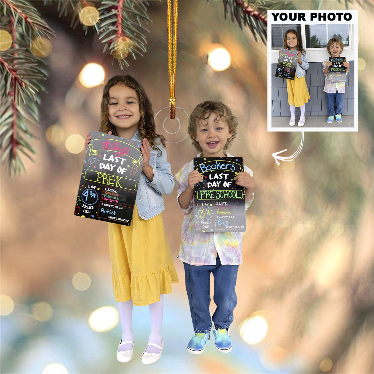 First Day Of School Last Day Of School Ornament Personalized Custom Photo Mica Ornament