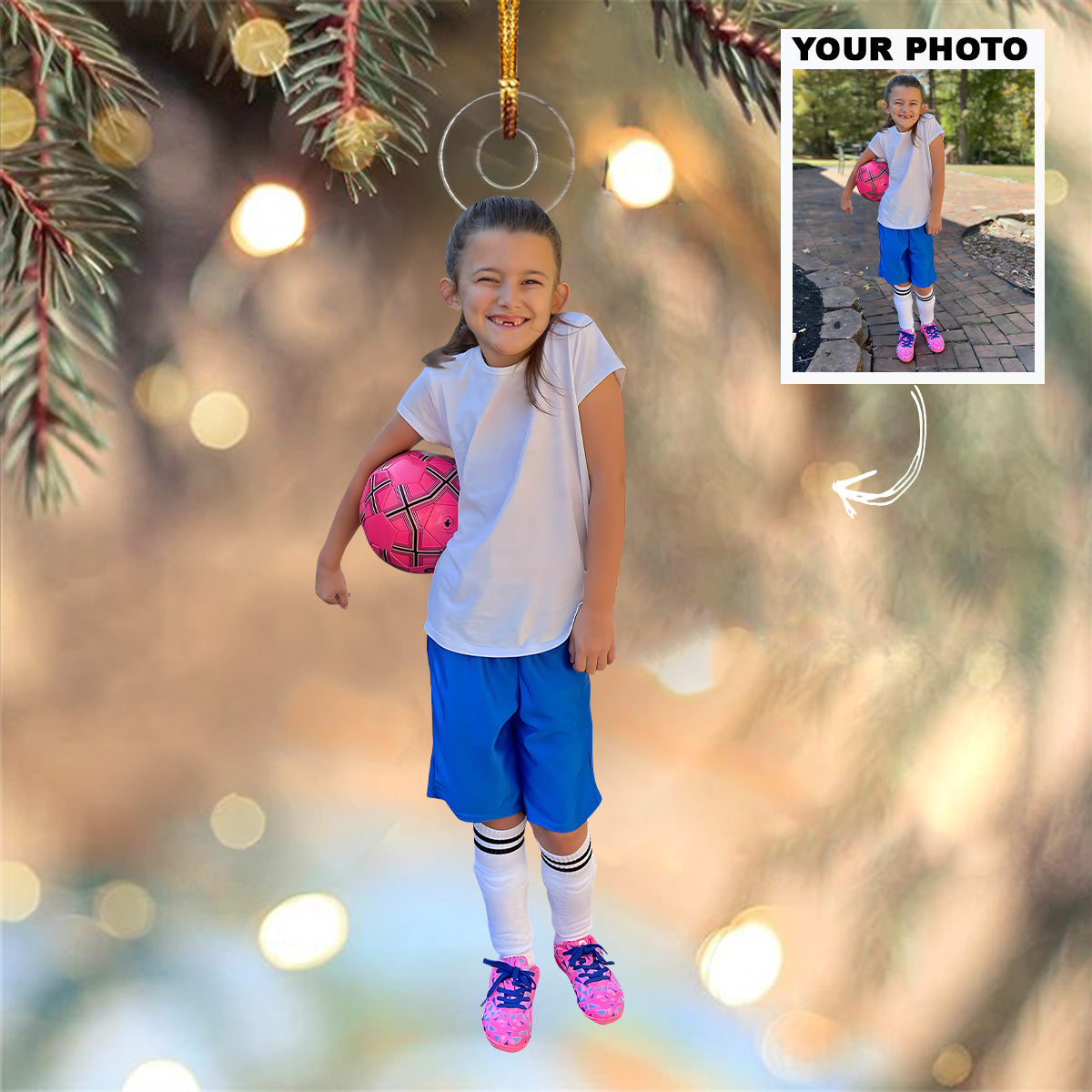 First Day Of Soccer Personalized Custom Photo Mica Ornament Christmas Gift For Kids So