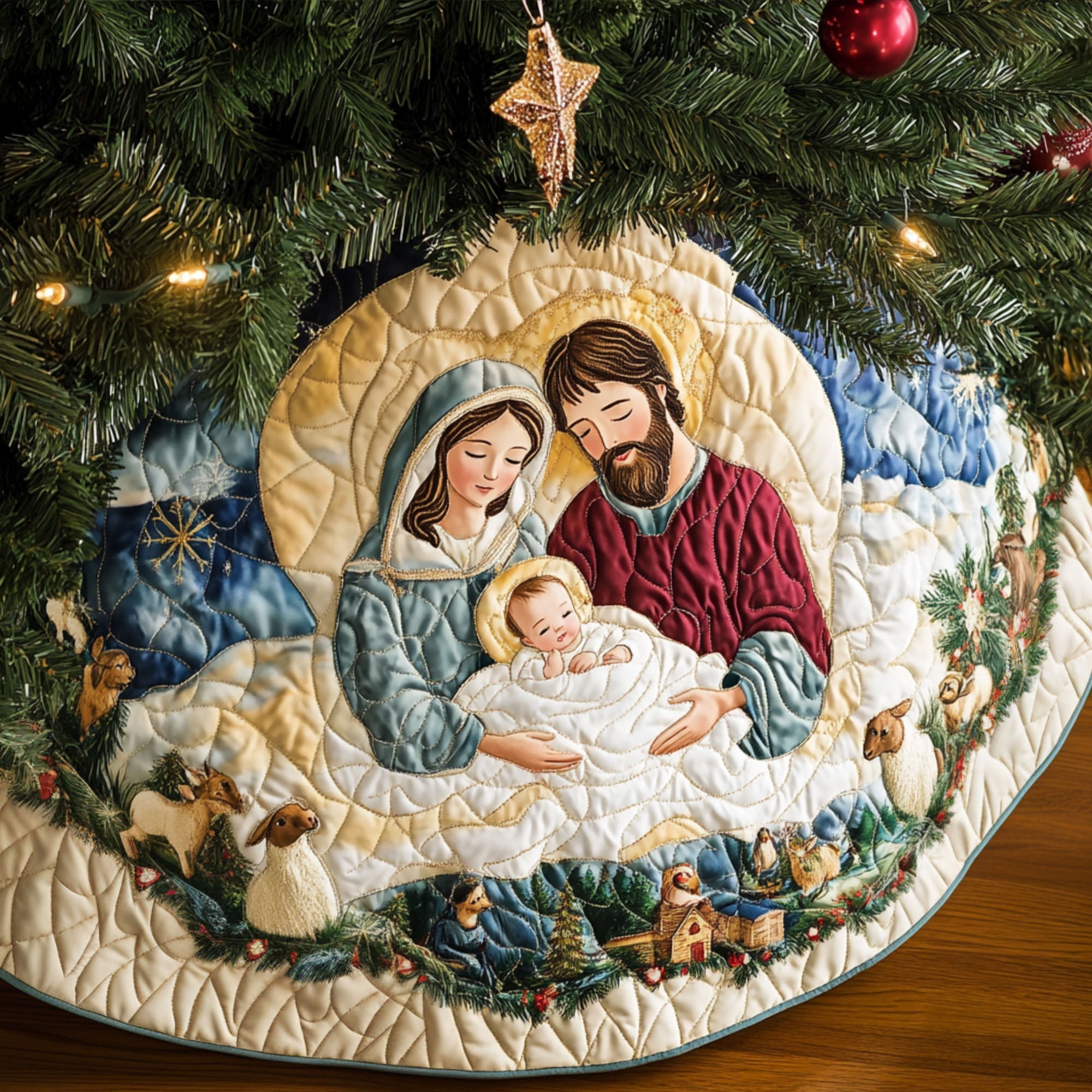 First Noel Quilted Christmas Tree Skirt Holiday Home Decor Best Christmas Gift Ideas