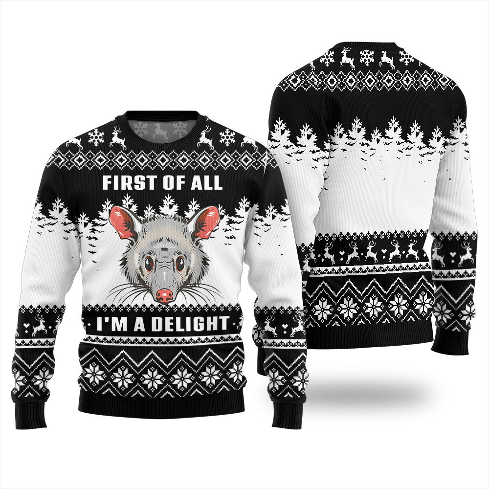 First Of All I Am A Delight Christmas Sweater Best Christmas Merch Gift for Family and Friends