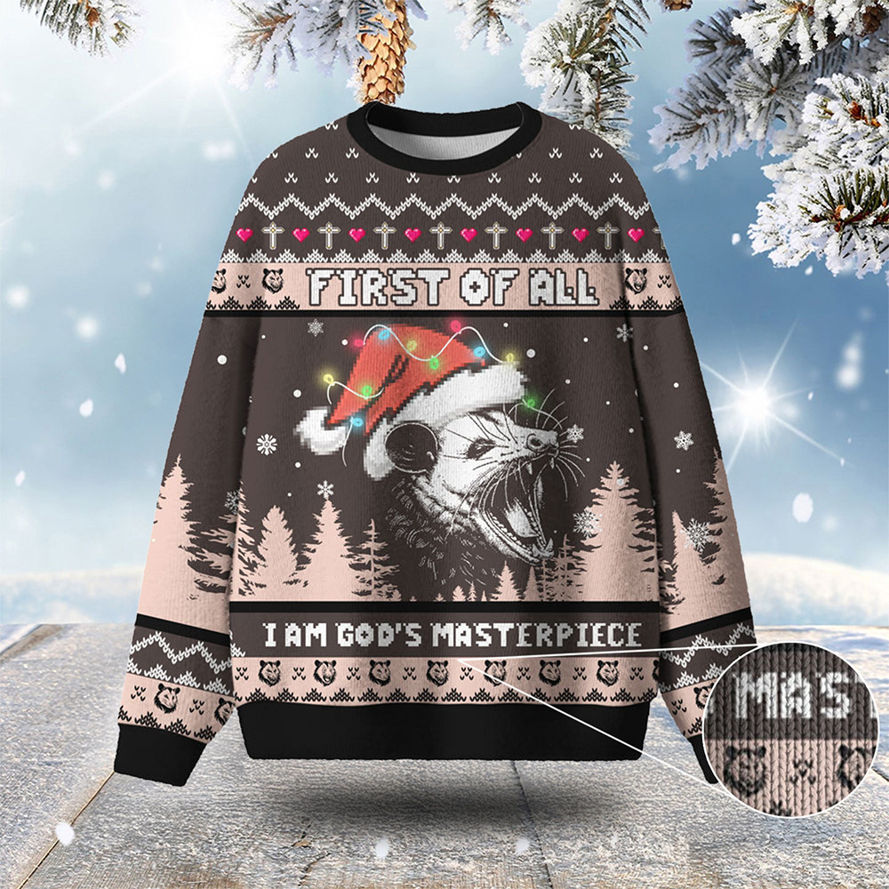 First Of All I Am God's Masterpiece Ugly Christmas Sweater Christian Christmas Sweater Xmas Gift