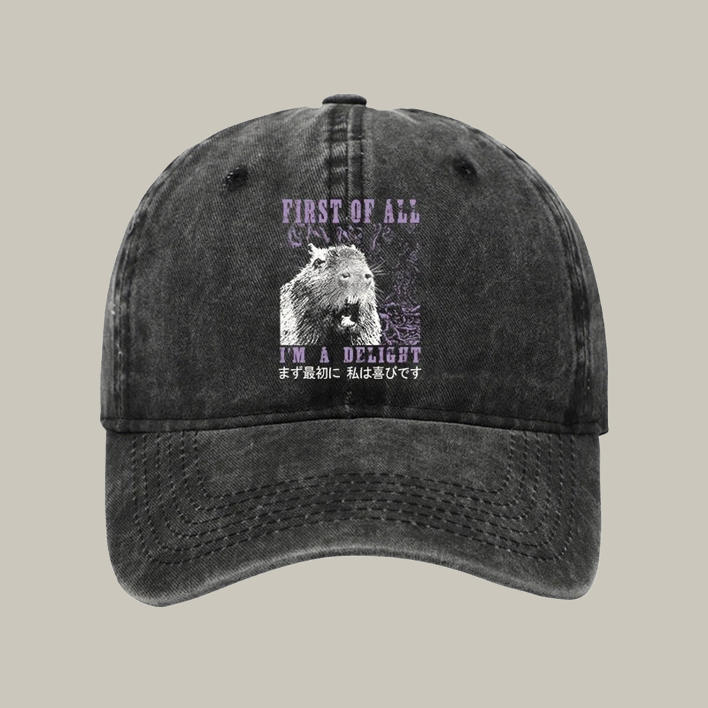 First Of All I M A Delight Washed Cap Funny Ball Caps Christmas Gifts For Daughter