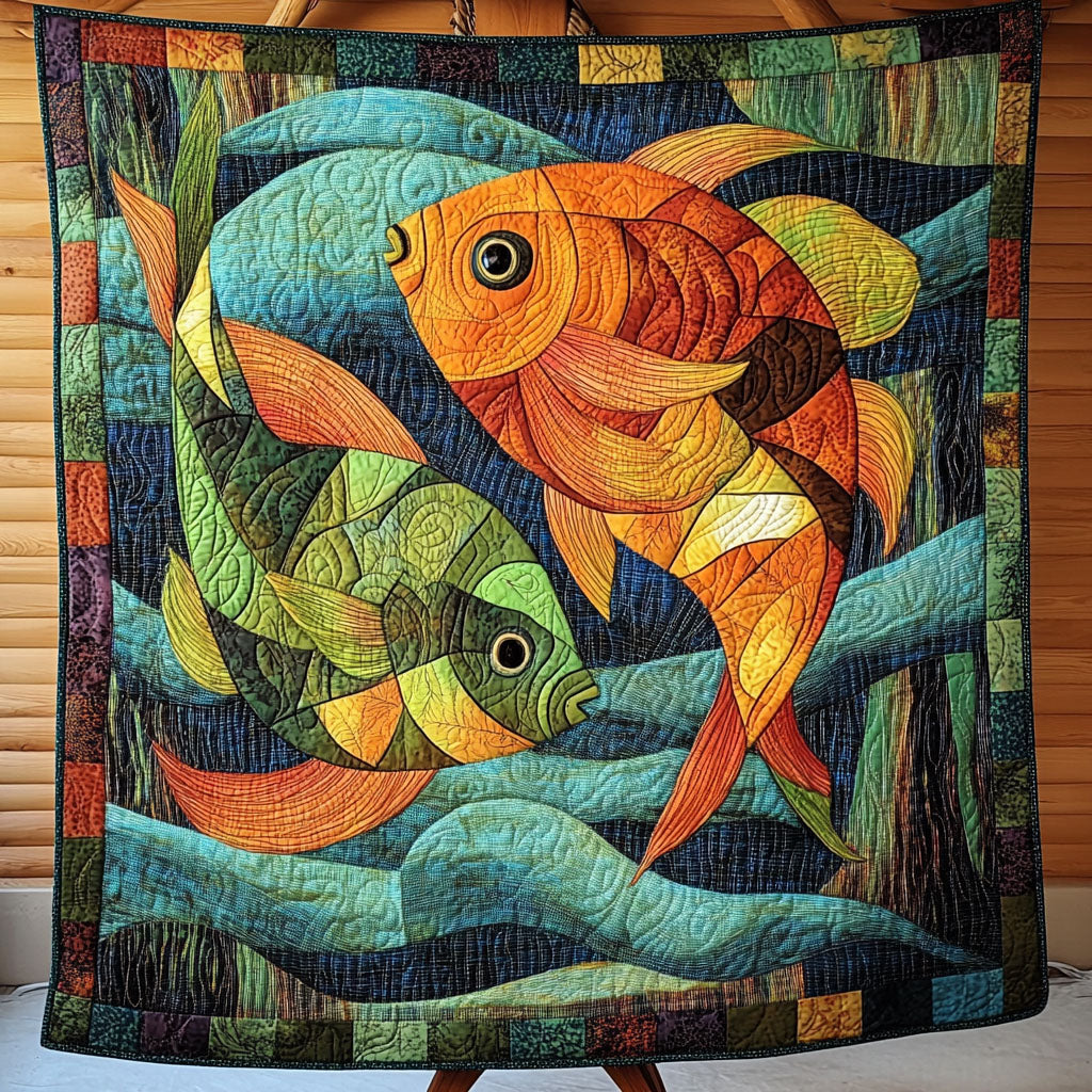 Fish Dance Quilted Blanket Christmas Throw Blanket Cool Gifts For Fishermen