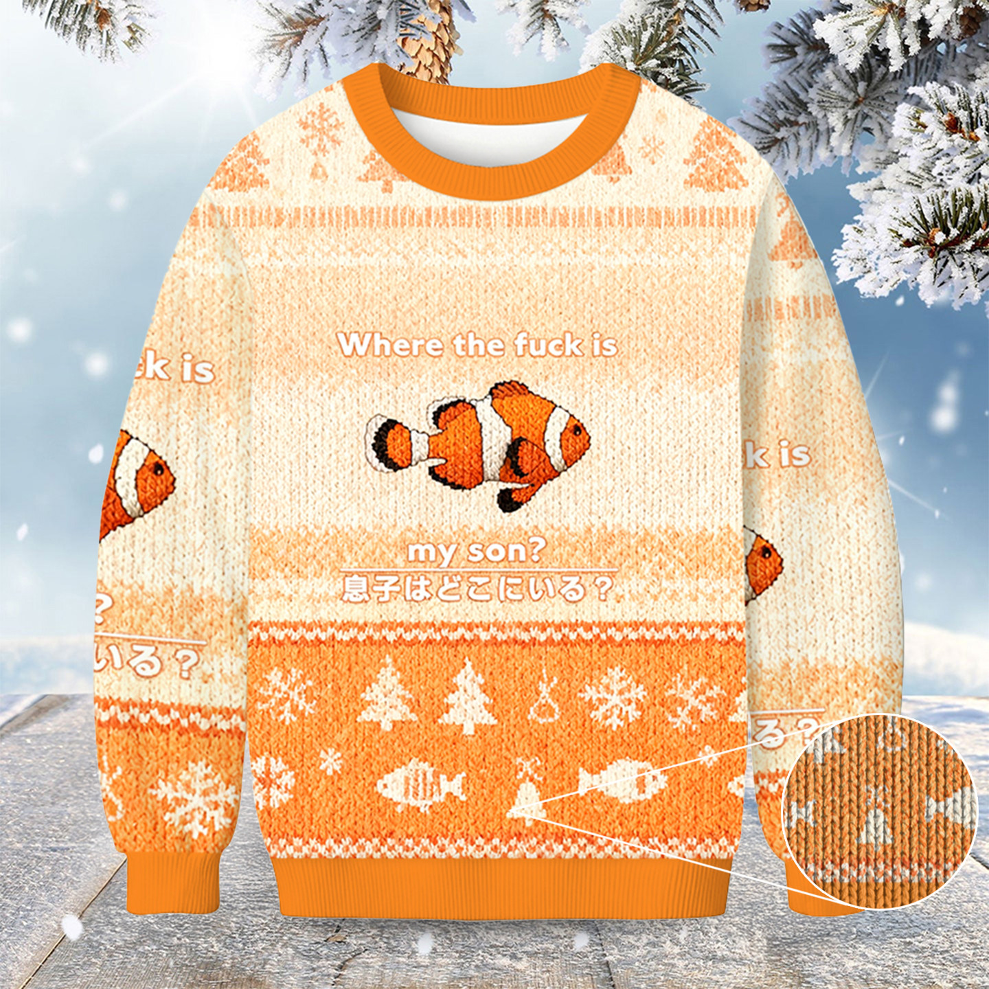 Fish Looking For Son Christmas Ugly Sweater Holiday Apparel Fish Lover Xmas Gifts
