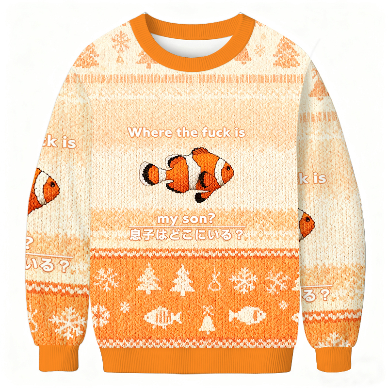 Fish Looking For Son Christmas Ugly Sweatshirt Holiday Joke Gift Idea
