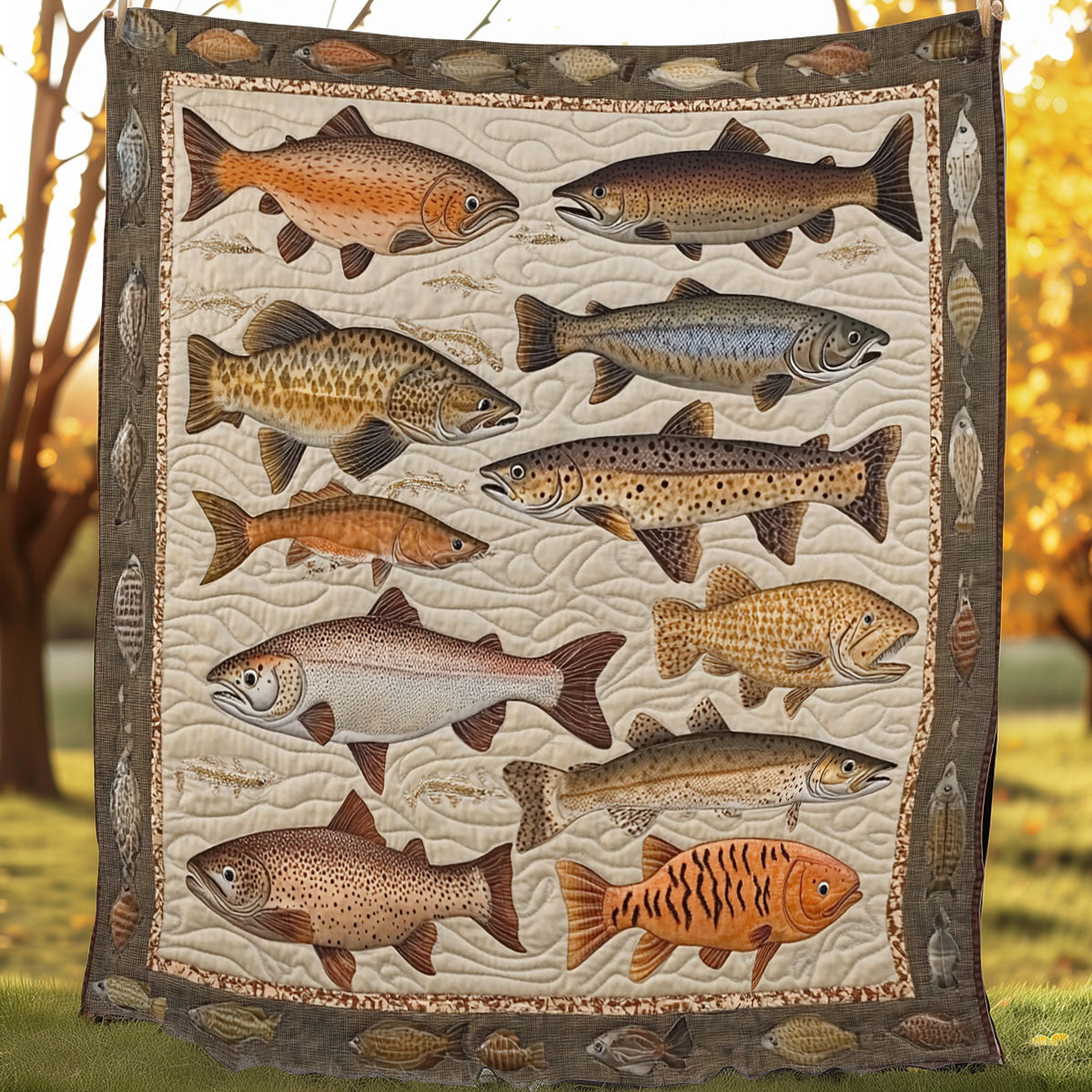 Fish Lover's Haven Quilt Blanket Queen Size Blanket Best Thank You Gifts