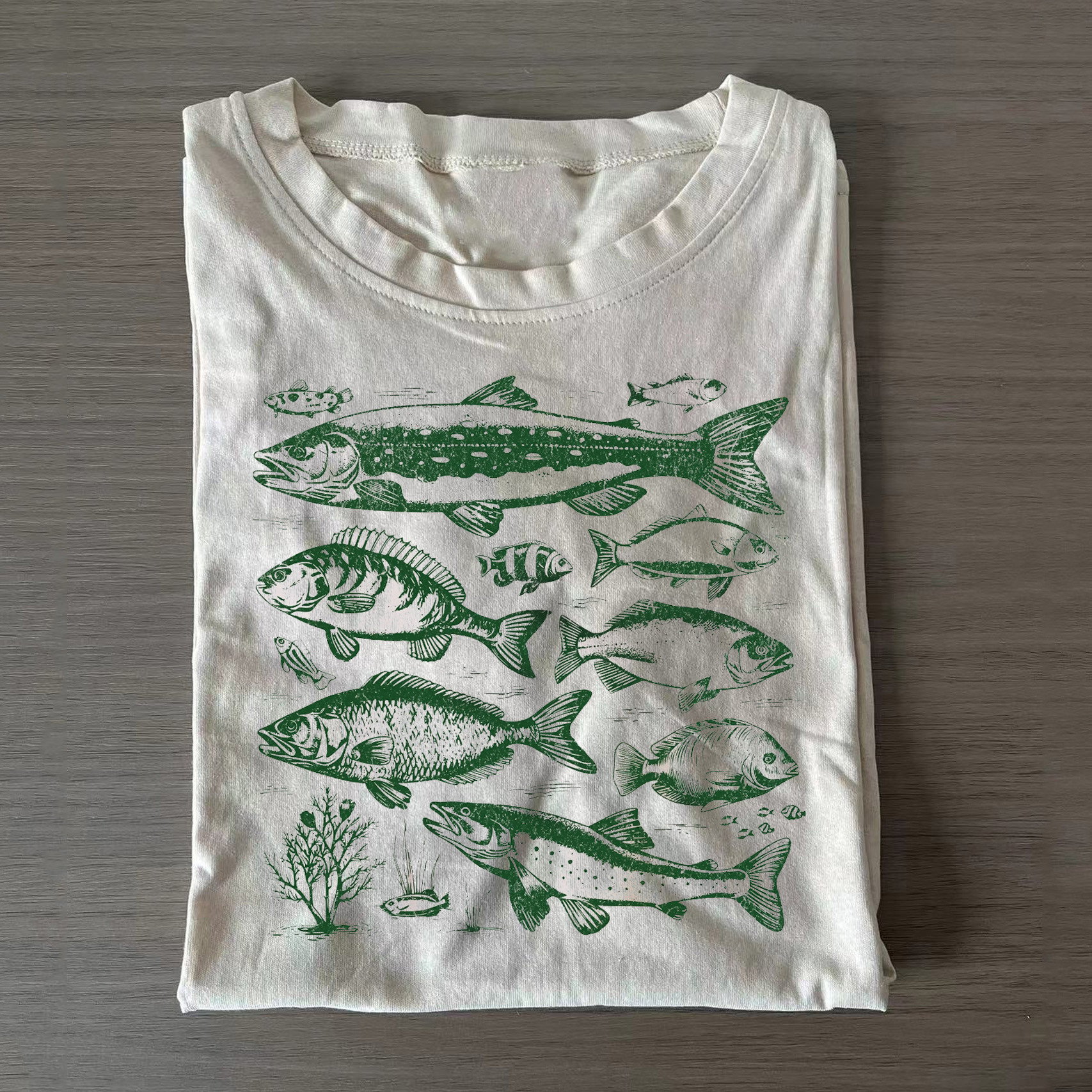 Fish Tattoo T-Shirt Vintage Style Fish Collection Gift For Dad Fishing Lovers